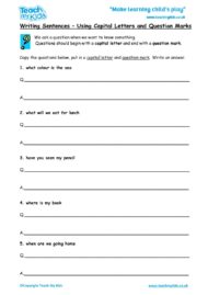 Worksheets for kids - writing-sentences-capital-lettersquestion-marks